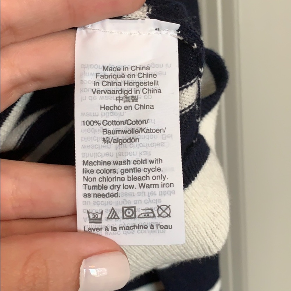 J Crew Factory M Navy/White Pullover Sweater - Picture 3 of 3